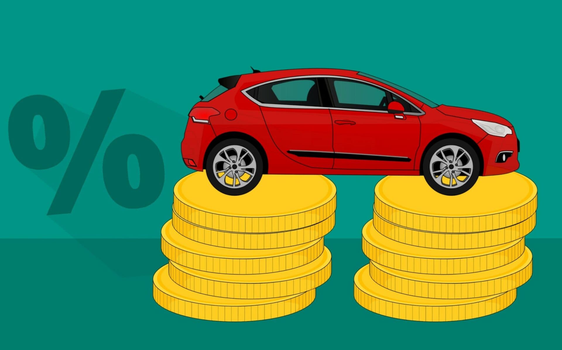 Car graphic driving over money