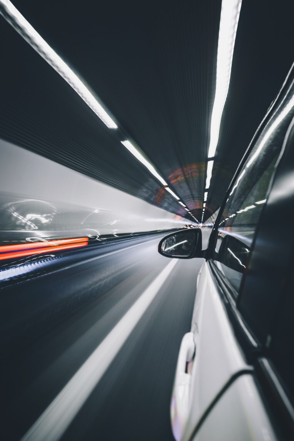 Cars in transit tunnel