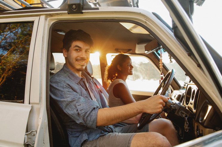 Couple on a road trip